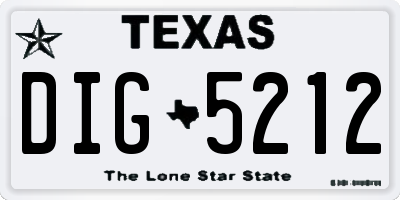 TX license plate DIG5212