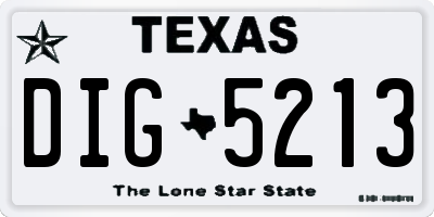 TX license plate DIG5213