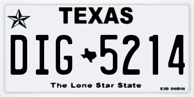 TX license plate DIG5214