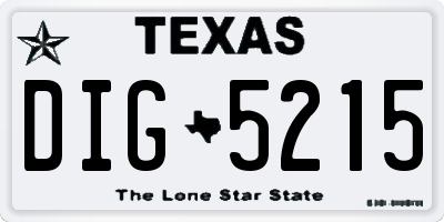 TX license plate DIG5215