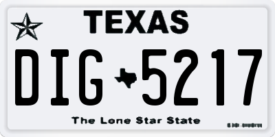 TX license plate DIG5217