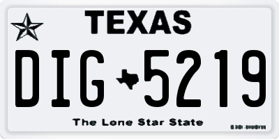 TX license plate DIG5219