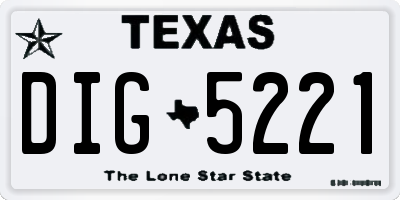 TX license plate DIG5221