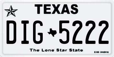 TX license plate DIG5222