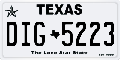 TX license plate DIG5223