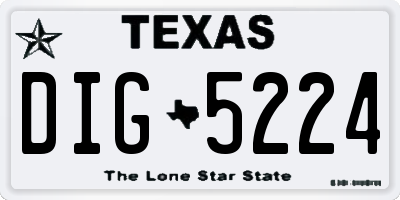TX license plate DIG5224