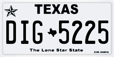 TX license plate DIG5225