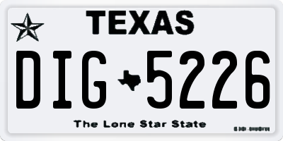 TX license plate DIG5226