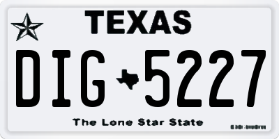 TX license plate DIG5227