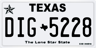 TX license plate DIG5228