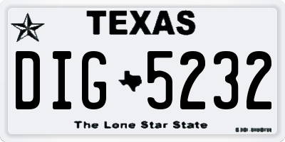 TX license plate DIG5232