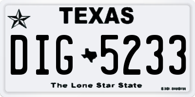 TX license plate DIG5233