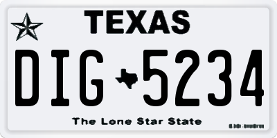 TX license plate DIG5234
