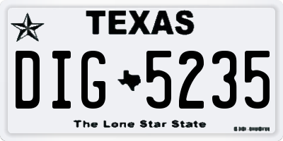 TX license plate DIG5235