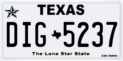 TX license plate DIG5237