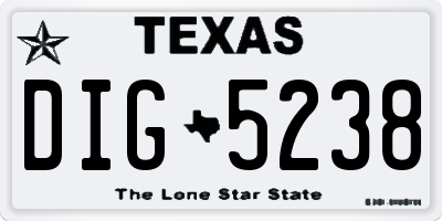 TX license plate DIG5238