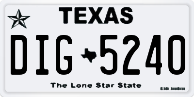TX license plate DIG5240