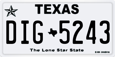 TX license plate DIG5243