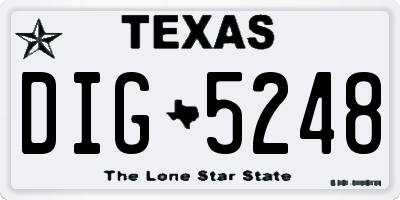 TX license plate DIG5248