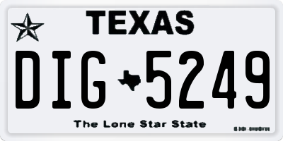TX license plate DIG5249
