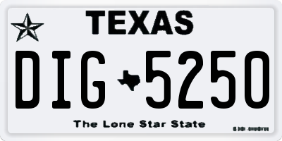 TX license plate DIG5250