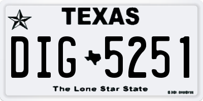TX license plate DIG5251
