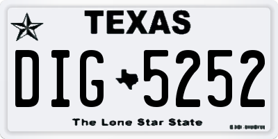 TX license plate DIG5252