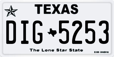 TX license plate DIG5253