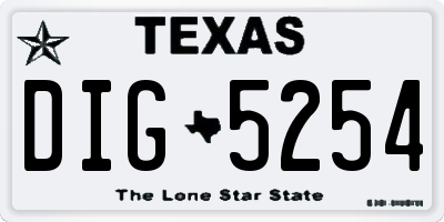 TX license plate DIG5254