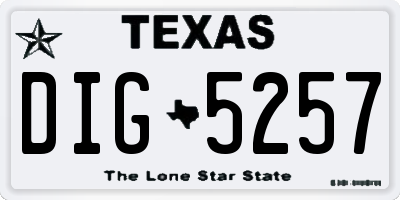 TX license plate DIG5257