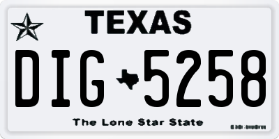TX license plate DIG5258