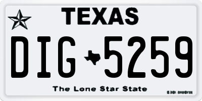 TX license plate DIG5259