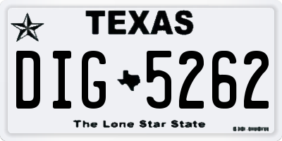 TX license plate DIG5262