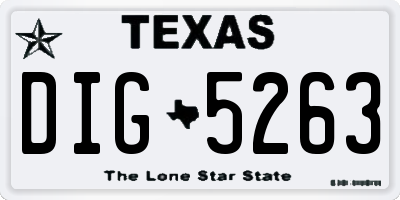 TX license plate DIG5263