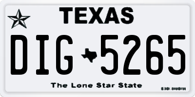TX license plate DIG5265