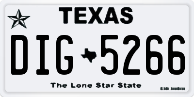 TX license plate DIG5266