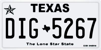 TX license plate DIG5267
