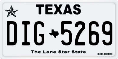 TX license plate DIG5269