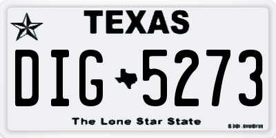 TX license plate DIG5273