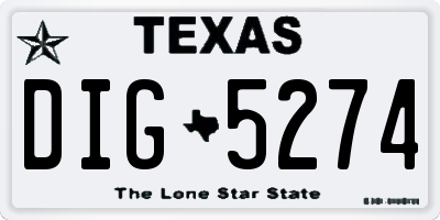 TX license plate DIG5274