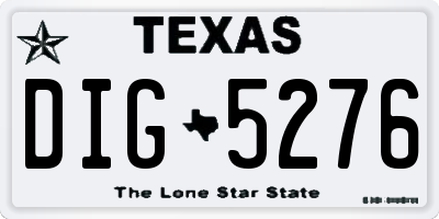 TX license plate DIG5276