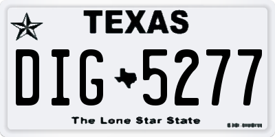 TX license plate DIG5277
