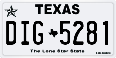 TX license plate DIG5281