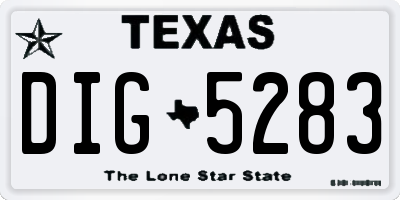 TX license plate DIG5283