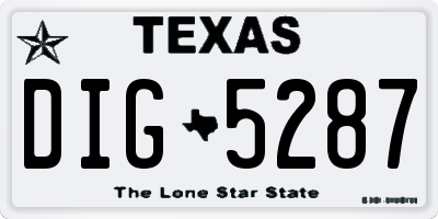 TX license plate DIG5287