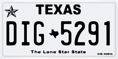 TX license plate DIG5291
