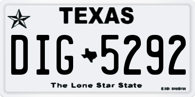 TX license plate DIG5292