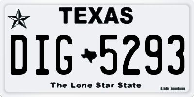 TX license plate DIG5293