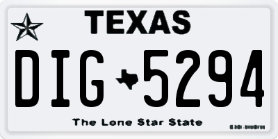 TX license plate DIG5294