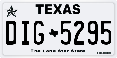TX license plate DIG5295